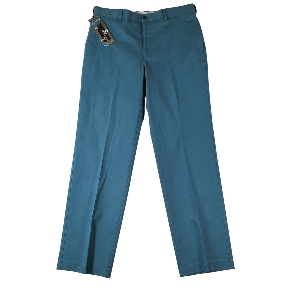 NEW Savane Ultimate Performance Chino Pants Men 34x32 Dark Teal Straight Fit NWT
